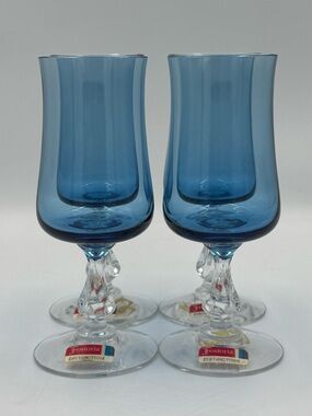 Vintage Fostoria Distinction Light Blue Ice Tea Glasses Set of 4